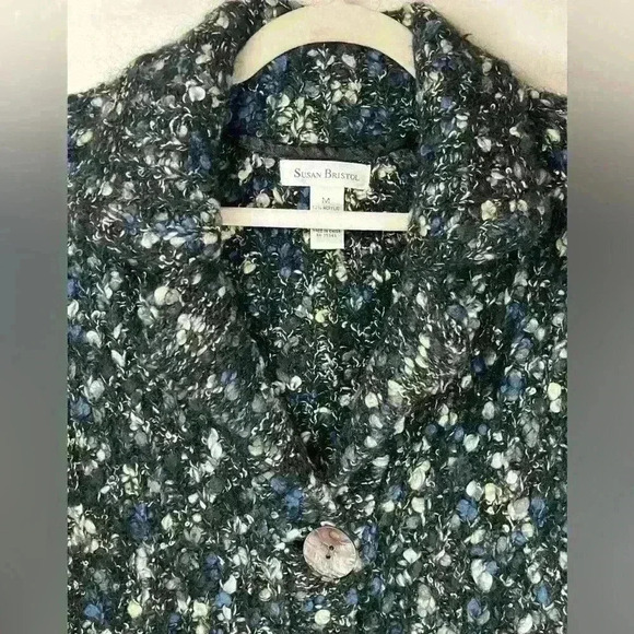 Susan Bristol Boucle Cardigan Jacket Wool Alpaca Mohair Blend Soft Size Medium - Picture 8 of 13